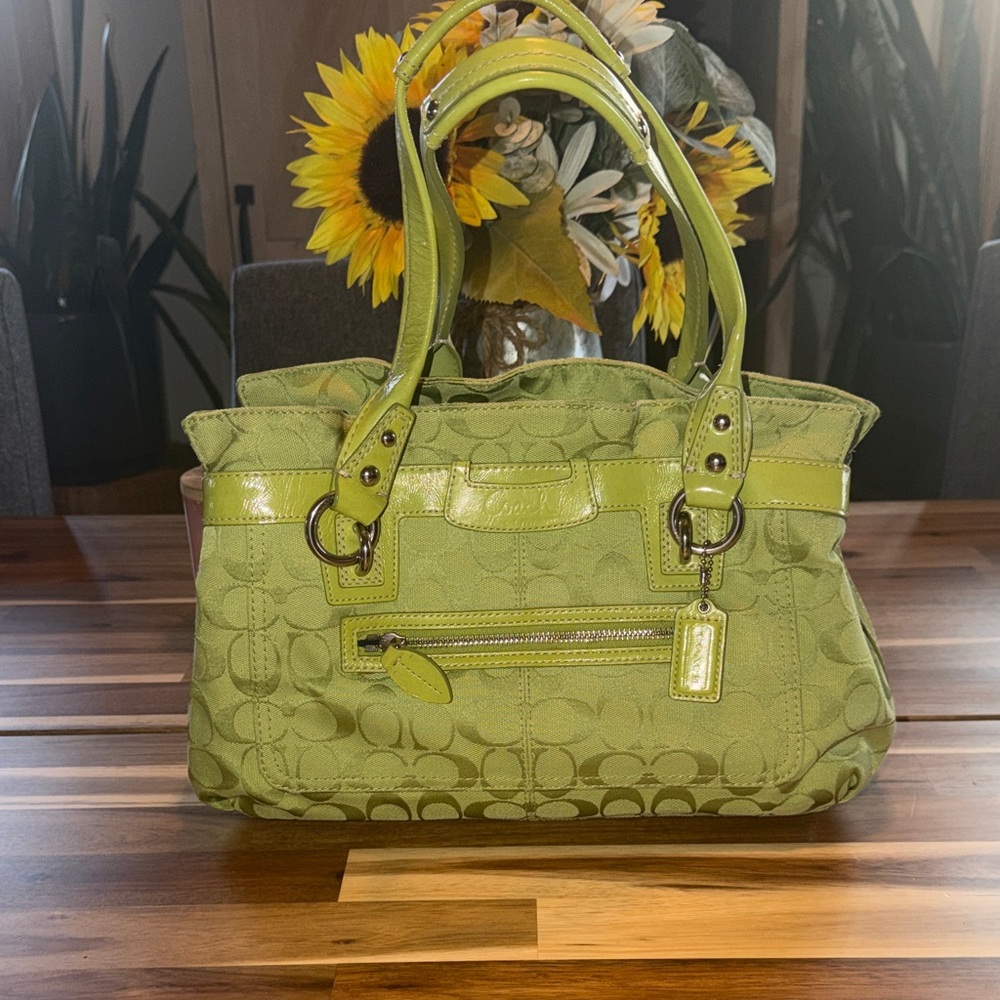 Coach Lime Green Signature Shoulder Bag